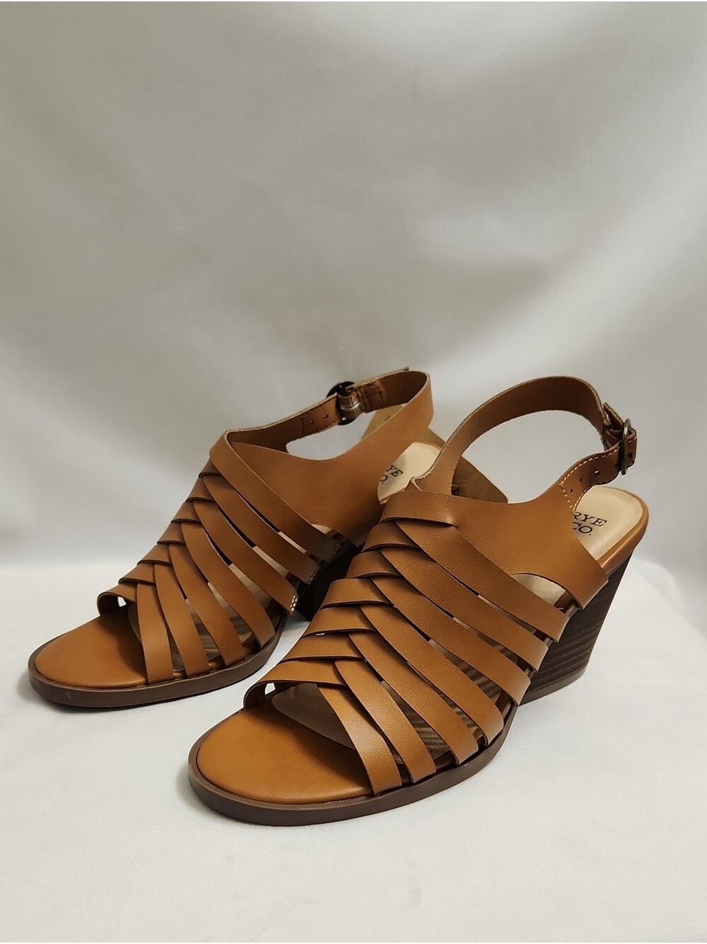 Frye And Co. Galia Brown Strappy Slingback Block Heel Summer Sandals (W Size 6) - Picture 4 of 12